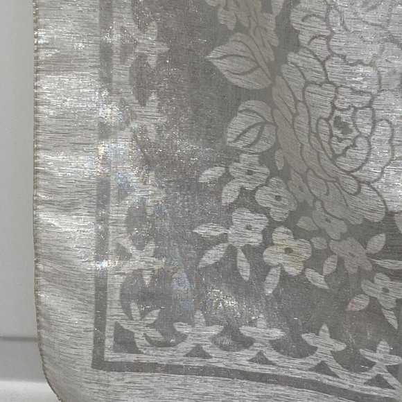 Scarf Long Silver Metallic Rayon Wrap Shawl made Japan 53" x 16" WPL13407 - Picture 4 of 5